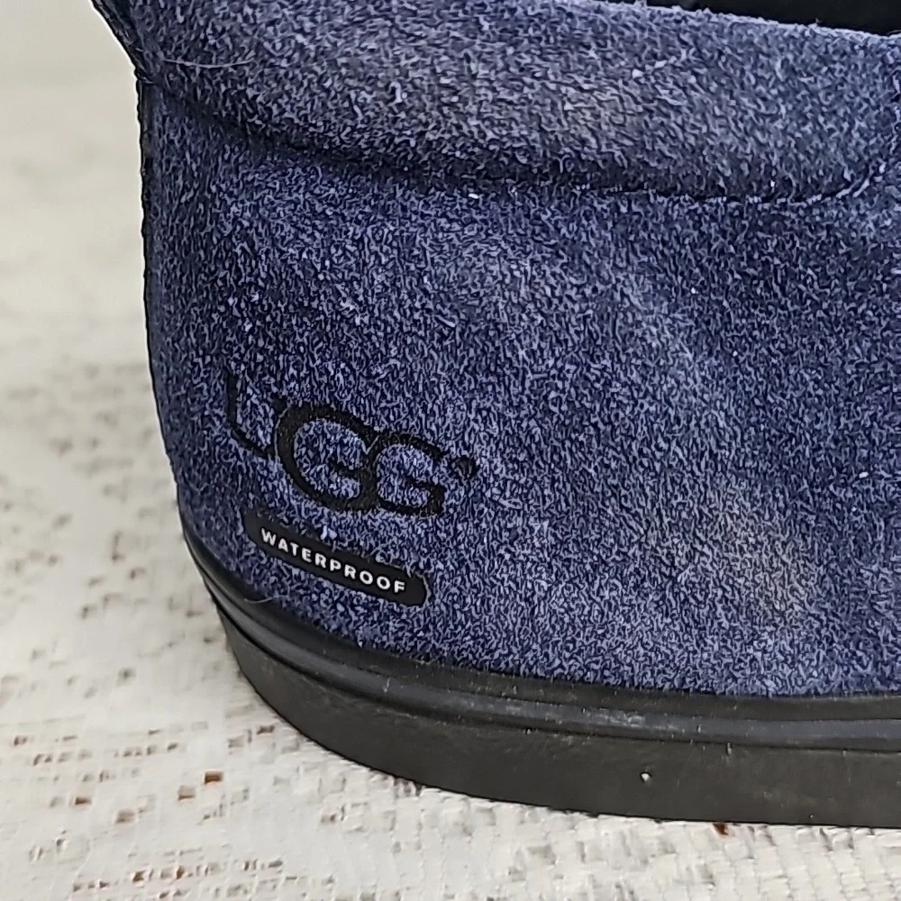 UGG men's Kemp waterproof suede leather navy blue slip on comfort system boot 11